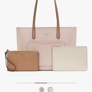 Kate Spade color block leather tote set is in original packing w/tags